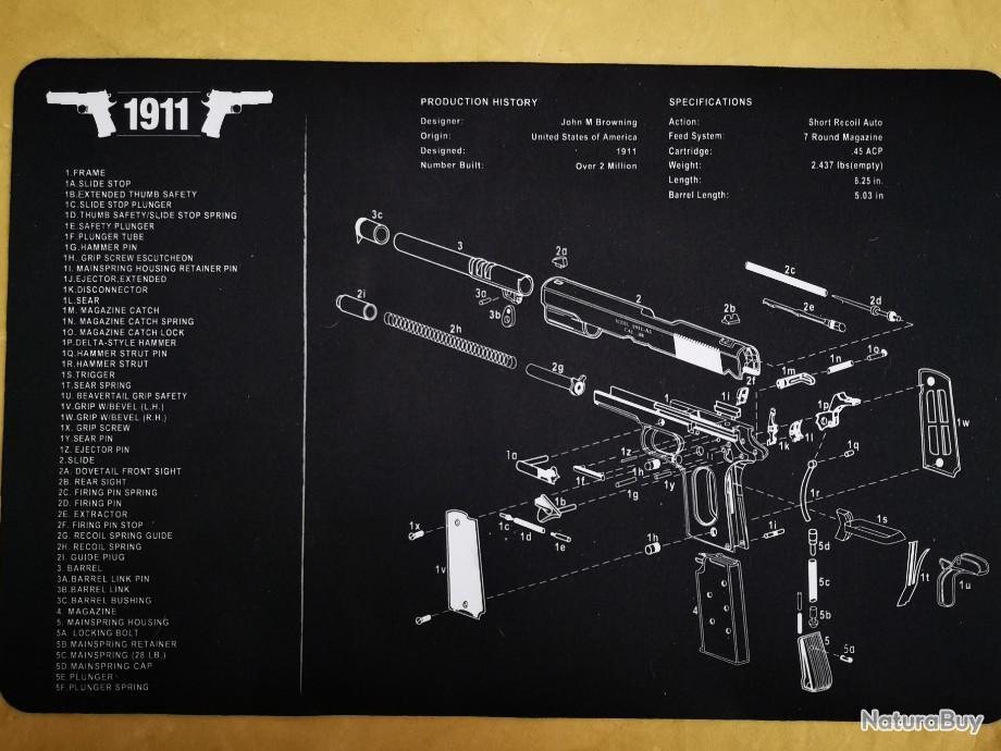 TAPIS DE NETTOYAGE Pistolet Colt 1911 en français ! 