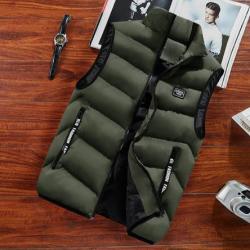 Encheres a 1 euro ! Gilet Doudoune Thermique Homme Outdoor Toutes Tailles Epais Sans Manches Vert