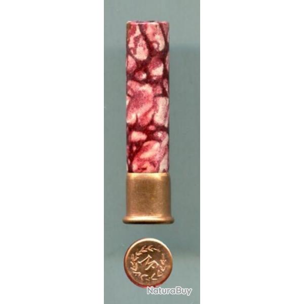 9 mm Flobert Manufrance - carton marbre rose/rouge - beau marquage MF couronne de lauriers