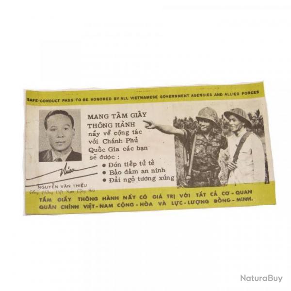 Papier original  Tract Safe conduct pass guerre US Vietnam