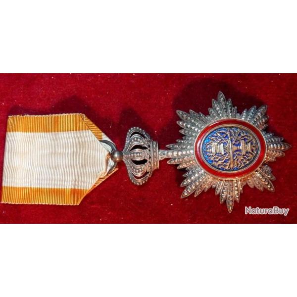 MDAILLE CHEVALIER ORDRE ROYAL DU CAMBODGE A CROIX SOMMITALE & RUBAN SECOND TYPE