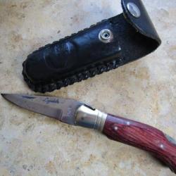 couteau  de poche  Laguiole pèche chasse récent randonnée + étui cuir bonne tenue main