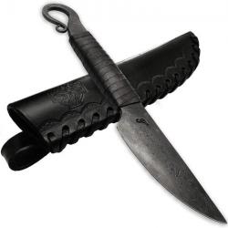 TOP ENCHERE - Couteau de chasse 18,5 cm - Fabrication artisanale - Etui en cuir - Livraison rapide