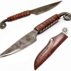 Couteau de chasse 150 mm - Fait main - Style antique - Etui en cuir - Livraison rapide et gratuite