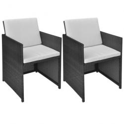 Chaises de jardin 2 pcs avec coussins Résine tressée Noir 42559