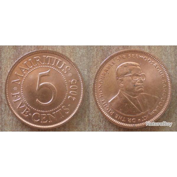 Maurice 5 Cents 2005 Neuve Piece Roupies Ile Mauritius