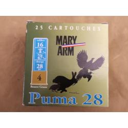 Cartouches MARY ARM PUMA 28 cal. 16/67 N°4 DESTOCKAGE!!!