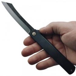Grand Higonokami couteau japonais pliant laiton 21cm lame carbone noir