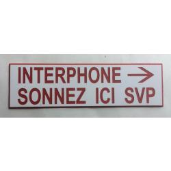Plaque adhésive INTERPHONE SONNEZ ICI SVP (droite) fond blanc Format 29x100 mm