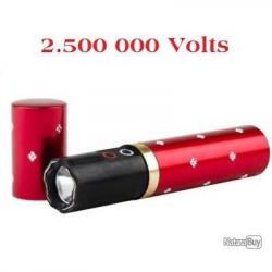 SHOCKER Electrique Lampe TASER DEFENSE Rouge à lèvre type 1202 2.500.000 VOLTS + Chargeur+ BOITE