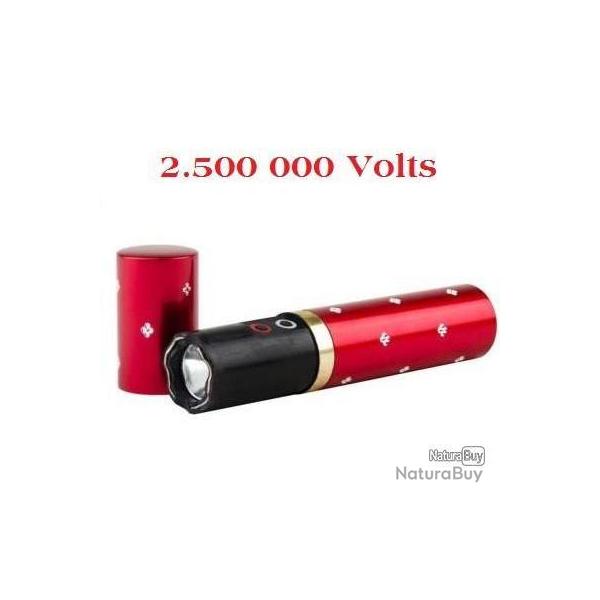 SHOCKER Electrique Lampe TASER DEFENSE Rouge  lvre type 1202 2.500.000 VOLTS + Chargeur+ BOITE