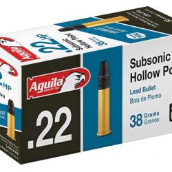 CARTOUCHES AGUILA SUBSONIC HOLLOW POINT 22 LR 38 GRAINS