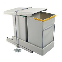 Poubelle de recyclage EMUCA 8077221, fixation inférieure, extraction et couvercle automatique, 2 gra