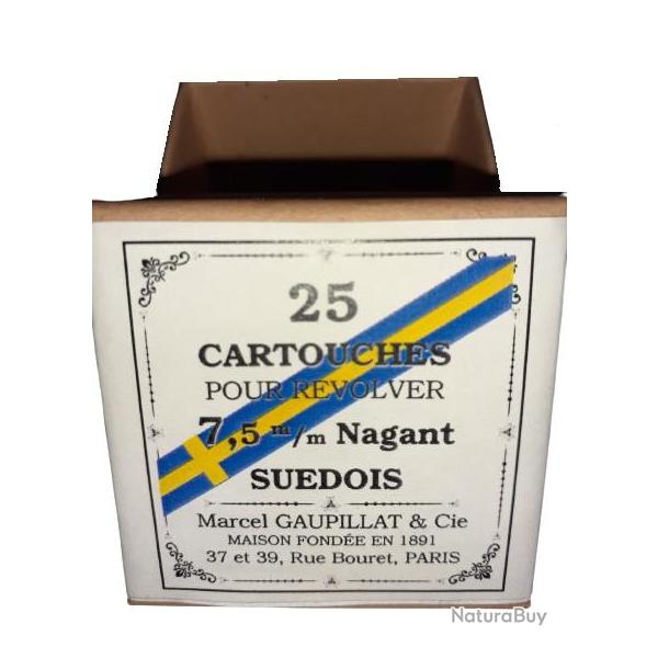 7,5 mm NAGANT ou 7,5mm SUEDOIS: Reproduction boite cartouches (vide) GAUPILLAT 8888956