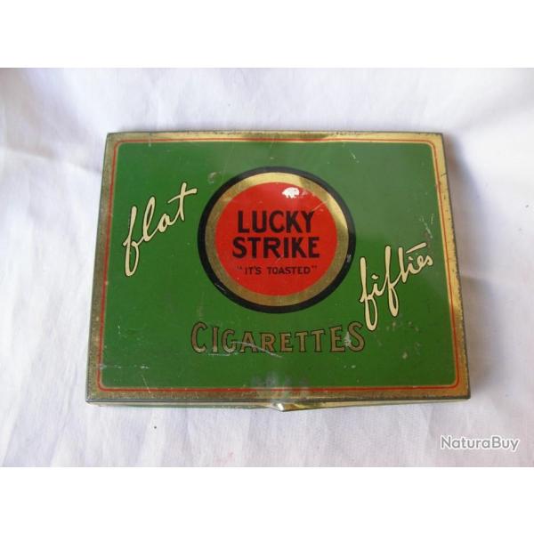 WW2 US BOITE DE TABAC CIGARETTES AMRICAINE EN MTAL " LUCKY STRIKE " VIDE JUSQU'EN 1942 1