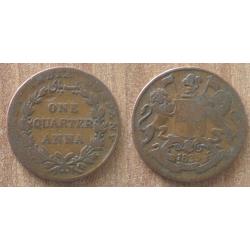 Inde Quart Anna 1835 East India Company Half Anna Colonie Royaume Uni