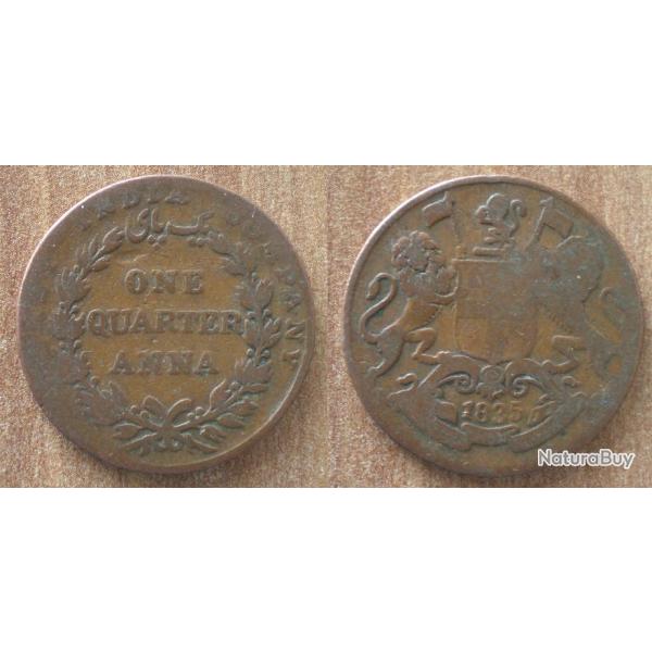 Inde Quart Anna 1835 East India Company Half Anna Colonie Royaume Uni