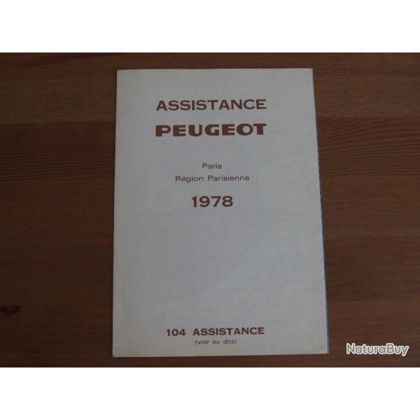 Livret assistance Peugeot 1978 Paris