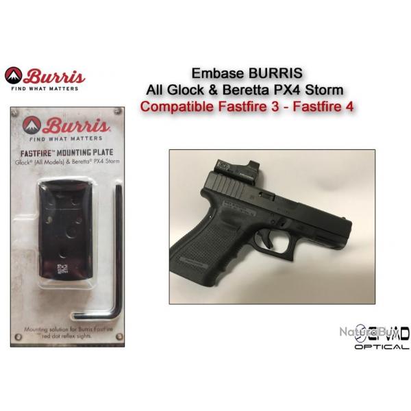 Embase BURRIS pour Glock & Beretta PX4 Storm - Compatible Fastfire 3 - Fastfire 4