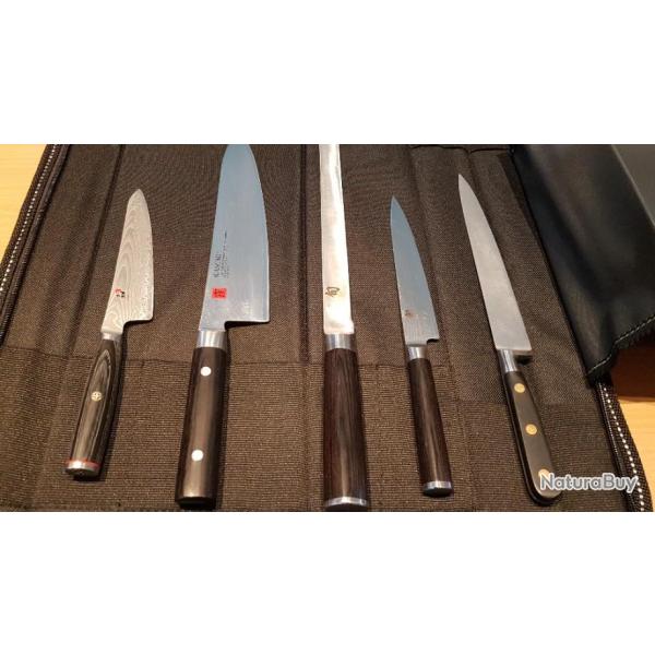 Sets couteaux japonais damasss