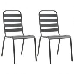 Chaises empilables de d'extérieur 2 pcs Acier Gris 44257