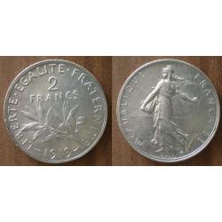 France 2 Francs 1919 Semeuse Piece Argent Franc
