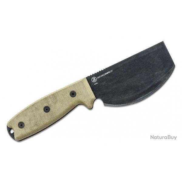 Couteau Ontario RAT-3 Skinner Lame Acier Carbone Manche Micarta Etui Cuir Made USA ON8661
