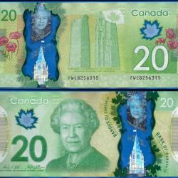Canada 20 Dollars 2012 Billet Polymere Monument Reine Elizabeth 2 Prefixe FWC