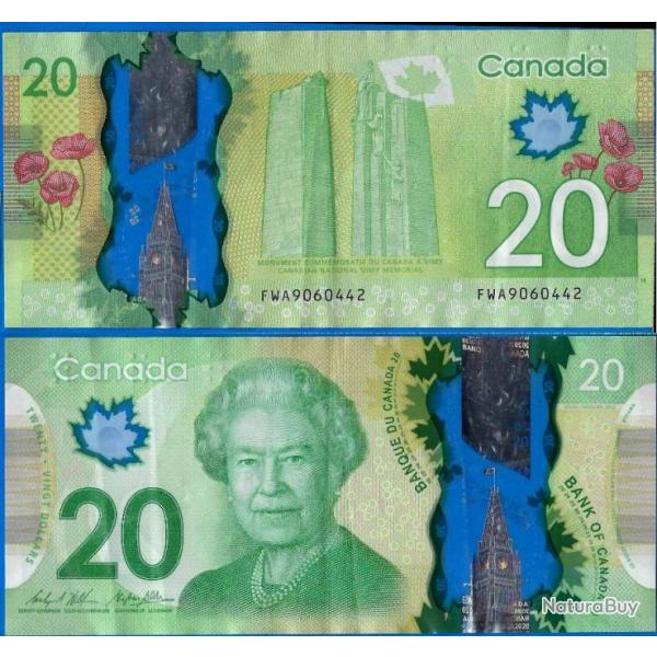 Canada 20 Dollars 2012 Billet Polymere Monument Reine Elizabeth 2 Prefixe FWA
