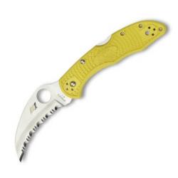 C106SYL2-Couteau de poche cranté Spyderco Tasman Salt 2 jaune