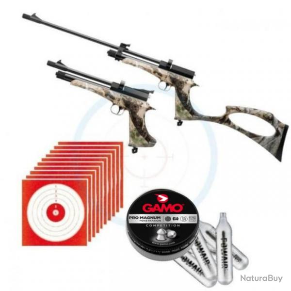 Pistolet Carabine ARTEMIS CP2 CAMO cal. 4,5 mm 6 joules CO2 + 250 Plombs plats + 5 Co2 + 10 cibles