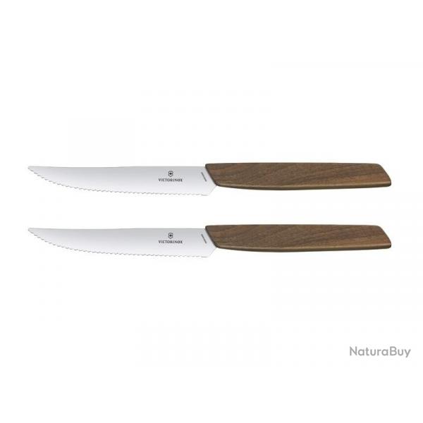 FRED294 SET 2 CTX STEAK DENTS VICTORINOX SWISS MODERN 12CM NOYER NEUF