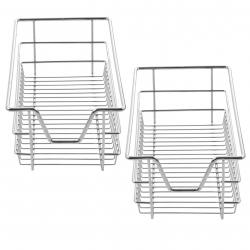 Lot de 2 paniers tiroirs de rangement à glissières télescopiques extension complète jusqu'à 20 kg a
