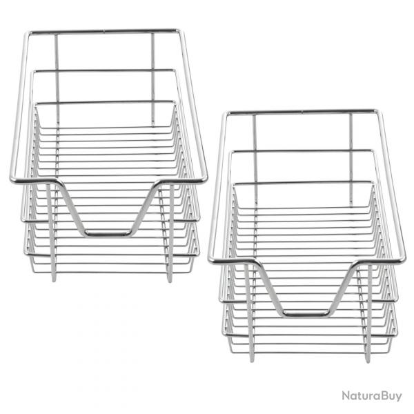 Lot de 2 paniers tiroirs de rangement à glissières télescopiques extension complète jusqu'à 20 kg a