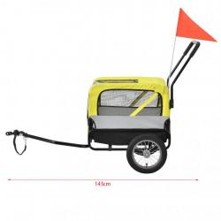 Remorque vélo pour chien animaux avec roue frontale réflecteurs et drapeau rouge barre d'attelage c