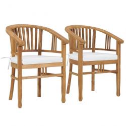 Chaises de jardin avec coussins 2 pcs Bois de teck solide 49430