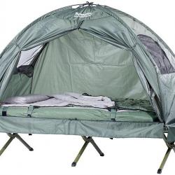 Tente Lit de Camp Surélevée avec Sac de Couchage et Matelas Camping au SEC Package Tout en 1