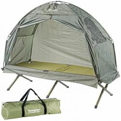 Tente Lit de Camp Camping au Sec Confortable Moustiquaire Isolation 2en1 pour 1 Personne