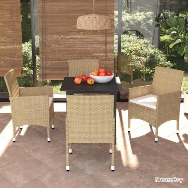 Meubles  dner de jardin et coussins 5 pcs Poly rotin Beige 3094986