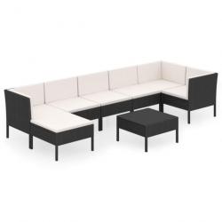 Salon de jardin 8 pcs avec coussins Résine tressée Noir 3094412