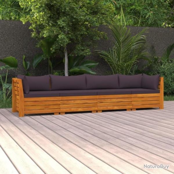 Canap de jardin 4 places avec coussins Bois d acacia massif 3087314