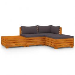 Salon de jardin 4 pcs avec coussins Bois d acacia solide 3087308