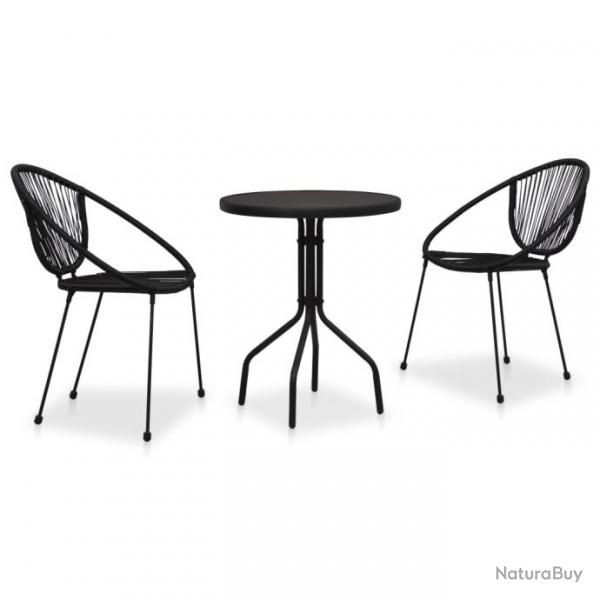 Ensemble de bistro 3 pcs Rotin PVC Noir 48567