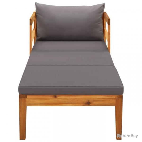 Chaise longue avec coussins gris fonc Bois d acacia solide 316317