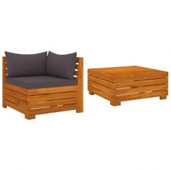 Salon de jardin 2 pcs avec coussins Bois d acacia solide 316088