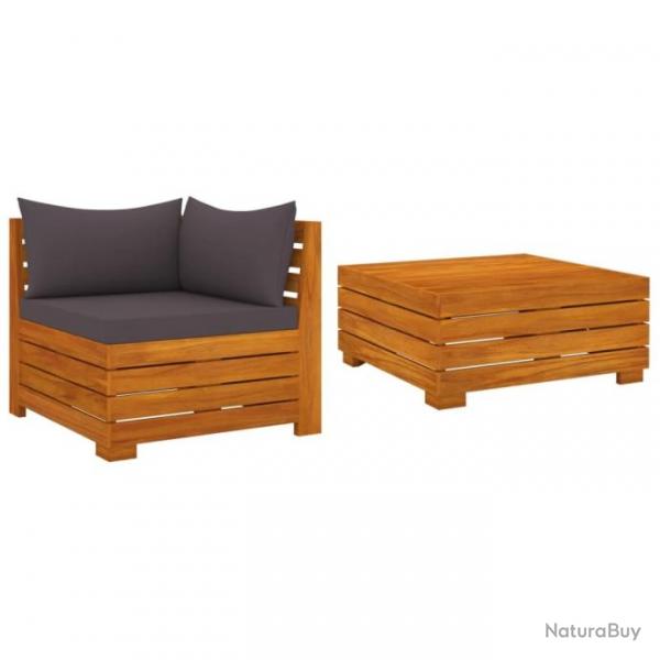 Salon de jardin 2 pcs avec coussins Bois d acacia solide 316088