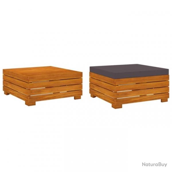 Table et repose-pied de jardin et coussin Bois d acacia massif 316084