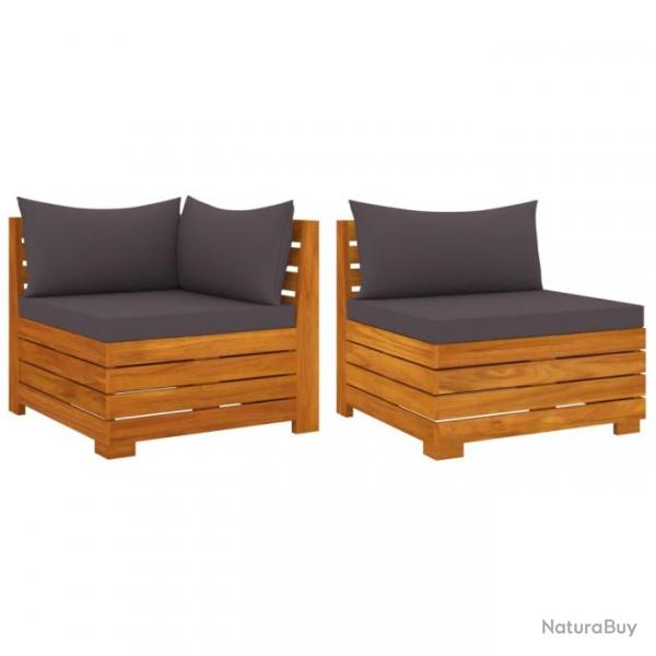 Salon de jardin 2 pcs avec coussins Bois d acacia solide 316086