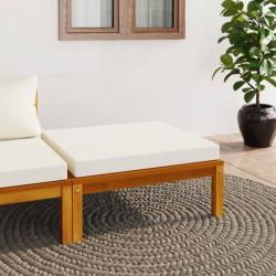 Repose-pied avec coussin blanc crème Bois d acacia massif 316291