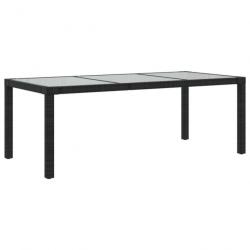 Table de jardin Noir 190x90x75 cm Verre trempé/résine tressée 316712